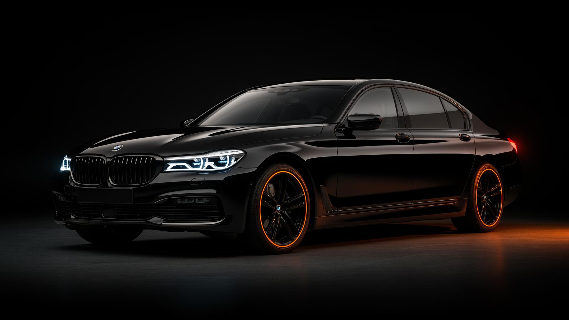 BMW preto polido em estúdio